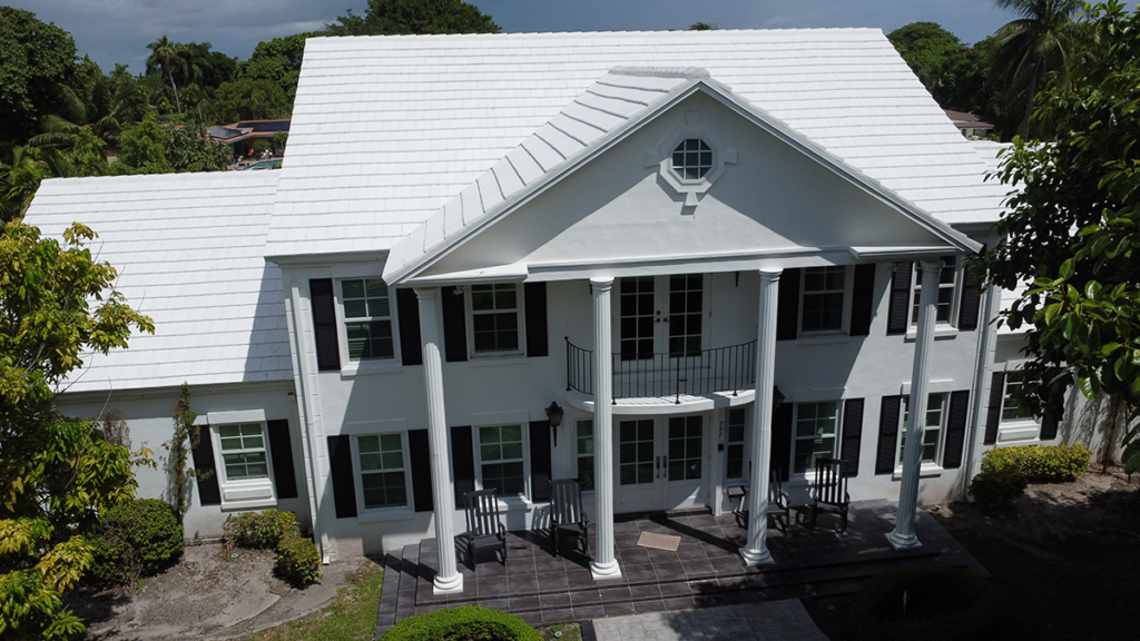 Modern gray tile roof in Miami FL 33137 under a sunny sky