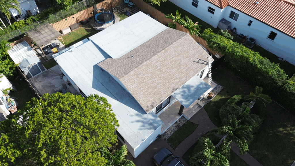 Finished light brown roof shingles in Miami Florida