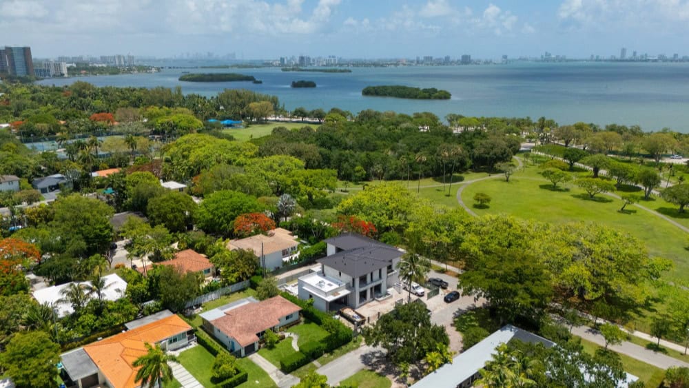 Aerial view of a residential construction project by Doga Construction.
